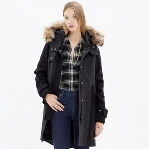 Madewell Faux Fur Trimmed Field Parka Coat with Fur Liner